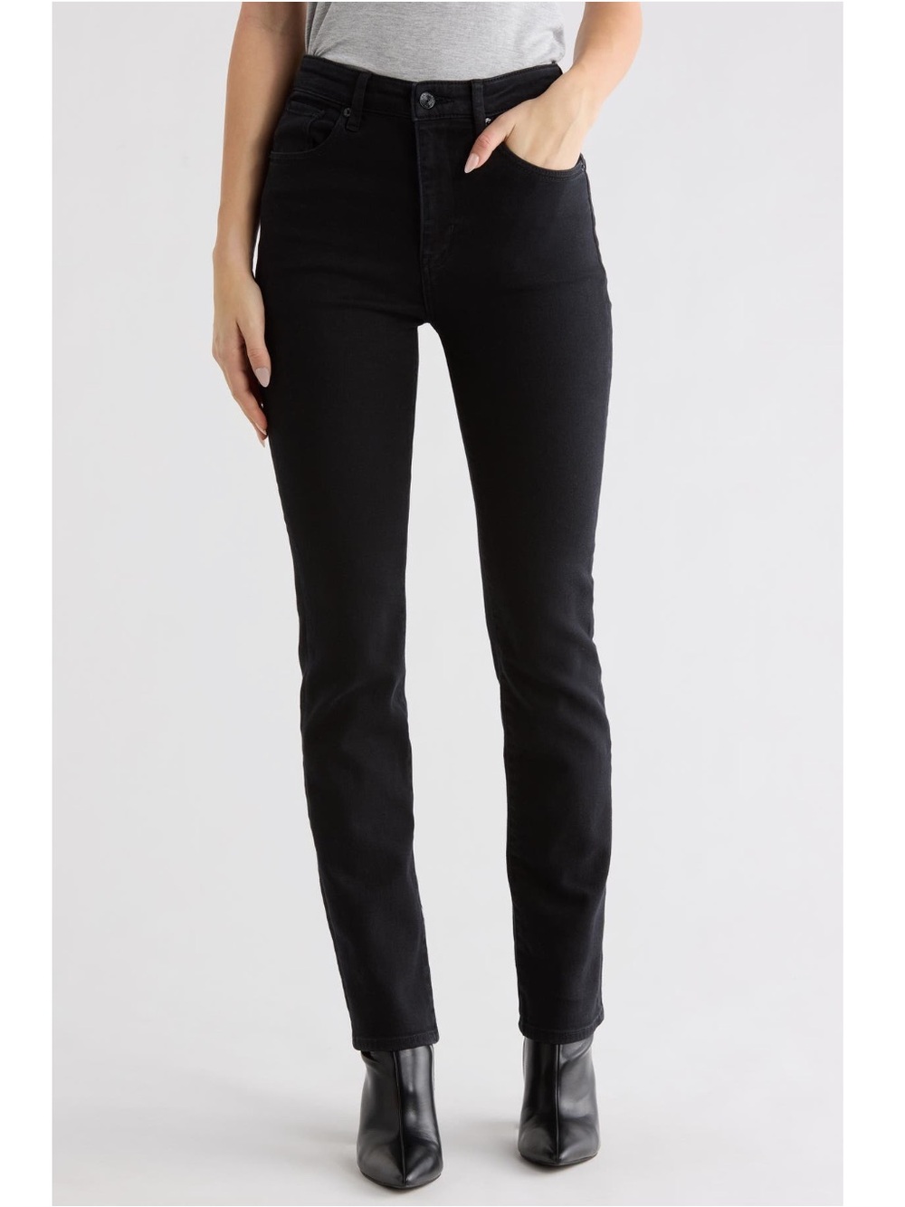 NWT FRAME The Pencil Crop High Waist Slim Straight Leg Jeans in Black sz 24